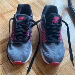 Gray and pink Nike sneakers